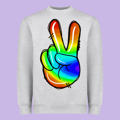 Rainbow Peace Sign Heavyweight Sweatshirt Designed By Jasminsmagicworld
