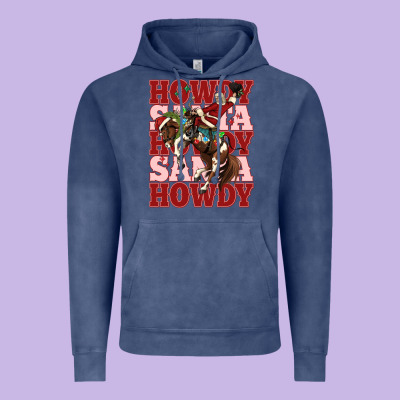 Howdy Santa Cowboy Christmas Vintage Hoodie Designed By Maliassmallbusiness