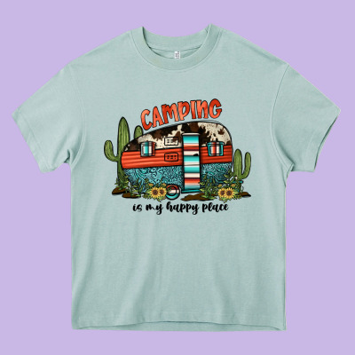 Camping Is My Happy Place Heavy Core Tee Designed By Jahusdesignshop