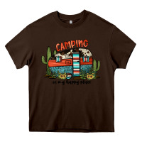 Chocolate Brown camping is my happy place Heavy Core Tee - JahusDesignShop