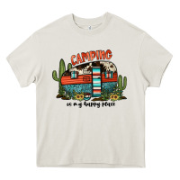 Cream camping is my happy place Heavy Core Tee - JahusDesignShop