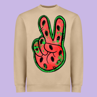 Watermelon Peace Sign Heavyweight Sweatshirt Designed By Jasminsmagicworld