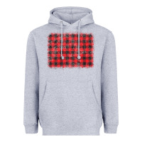 Heather Grey distressed buffalo plaid background Heavyweight Hoodie - CowCowDesign