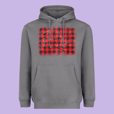 Distressed Buffalo Plaid Background Heavyweight Hoodie Designed By Cowcowdesign