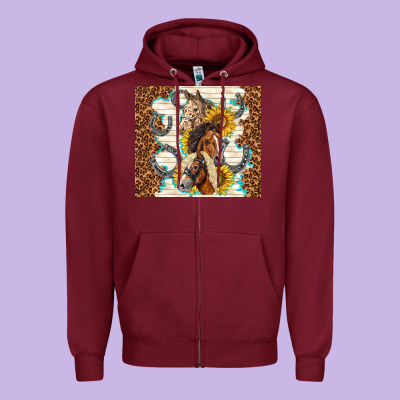 Horses With Sunflowers Zipper Hoodie Designed By Tumblerdesignbyshophia