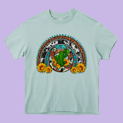 Cactus Sunflower Horseshoe Rainbow Heavy Core Tee Designed By Artiststas