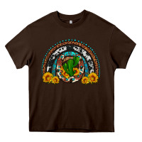 Chocolate Brown cactus sunflower horseshoe rainbow Heavy Core Tee - Artiststas