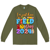 Army Green im just here for field day 2024 Long Sleeve Tee - Artiststas
