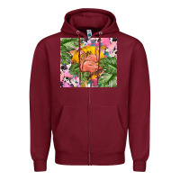 Burgundy flamingo with leopard Zipper Hoodie - TumblerDesignByShophia