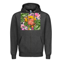 Charcoal Heather flamingo with leopard Zipper Hoodie - TumblerDesignByShophia