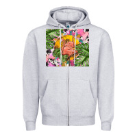 Heather Grey flamingo with leopard Zipper Hoodie - TumblerDesignByShophia
