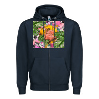 Navy flamingo with leopard Zipper Hoodie - TumblerDesignByShophia