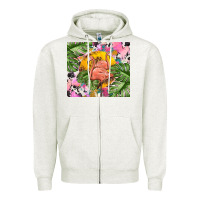 Oatmeal Heather flamingo with leopard Zipper Hoodie - TumblerDesignByShophia