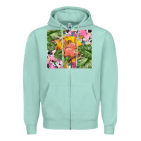 Seafoam flamingo with leopard Zipper Hoodie - TumblerDesignByShophia