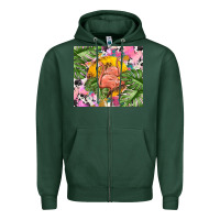 Sports Green flamingo with leopard Zipper Hoodie - TumblerDesignByShophia