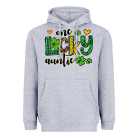 Heather Grey One lucky auntie St. Patrick's Heavyweight Hoodie - OliviaCreatesArt