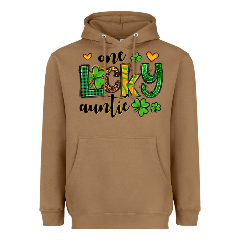 One Lucky Auntie St. Patrick's Heavyweight Hoodie by OliviaCreatesArt | Teevron