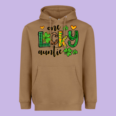 One Lucky Auntie St. Patrick's Heavyweight Hoodie Designed By Oliviacreatesart