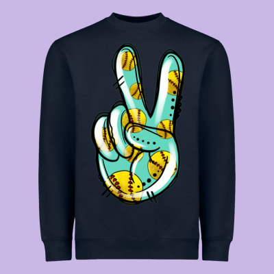 Softball Peace Sign Heavyweight Sweatshirt Designed By Jasminsmagicworld