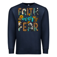 Navy faith over fear Premium Sweatshirt - OliviaCreatesArt