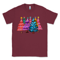 Burgundy christmas trees and lights Classic Tee - MaliasSmallBusiness