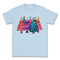 Dusty Blue christmas trees and lights Classic Tee - MaliasSmallBusiness