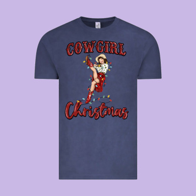 Cowgirl Christmas Vintage Tee Designed By Maliassmallbusiness