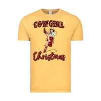 Vintage Mustard cowgirl christmas Vintage Tee - MaliasSmallBusiness