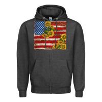 Charcoal Heather American flag sunflowers with leopard Zipper Hoodie - TumblerDesignByShophia