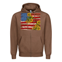 Chestnut American flag sunflowers with leopard Zipper Hoodie - TumblerDesignByShophia