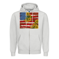 Dove Grey American flag sunflowers with leopard Zipper Hoodie - TumblerDesignByShophia