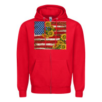 Red American flag sunflowers with leopard Zipper Hoodie - TumblerDesignByShophia
