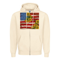 Sandshell American flag sunflowers with leopard Zipper Hoodie - TumblerDesignByShophia