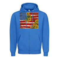 True Royal American flag sunflowers with leopard Zipper Hoodie - TumblerDesignByShophia