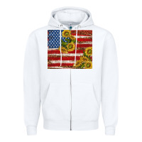White American flag sunflowers with leopard Zipper Hoodie - TumblerDesignByShophia