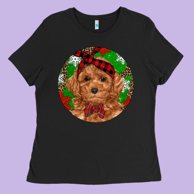 Christmas Toy Poodle Ladies Tee Designed By Ranaportraitstore