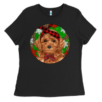 Black Christmas Toy Poodle Ladies Tee - RanaPortraitStore