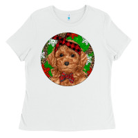 White Christmas Toy Poodle Ladies Tee - RanaPortraitStore