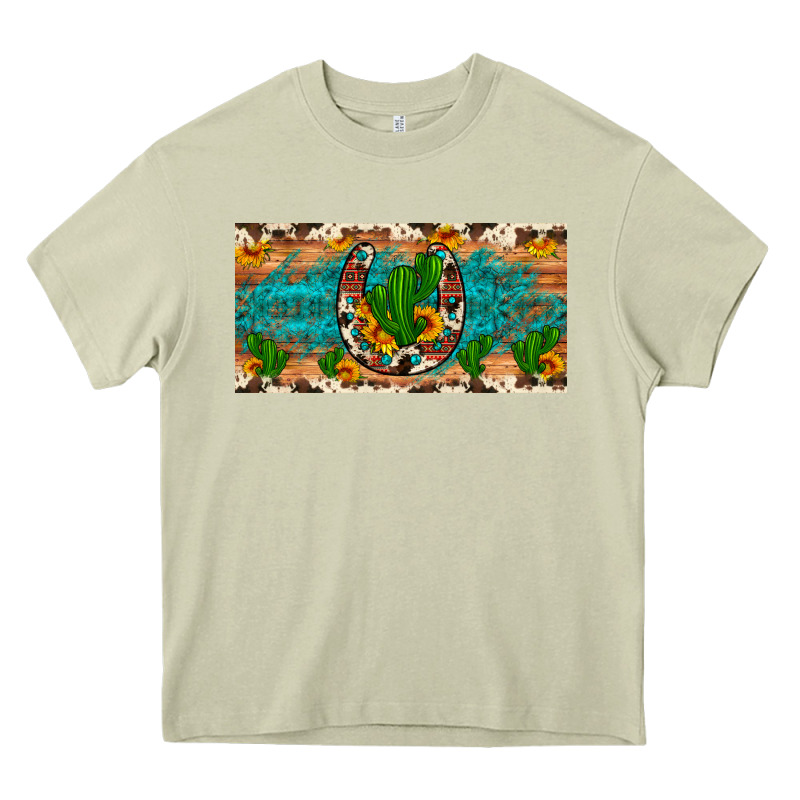 Cactus Sunflower Horseshoe License Plate Heavy Core Tee by Artiststas | Teevron