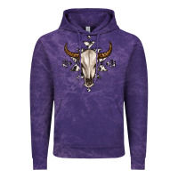 Cloud Purple bull skull with aztec Vintage Hoodie - MaliasSmallBusiness
