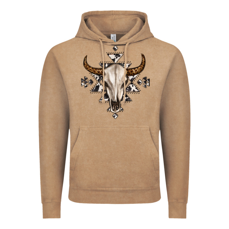 Bull Skull With Aztec Vintage Hoodie by MaliasSmallBusiness | Teevron