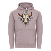 Vintage Zinc bull skull with aztec Vintage Hoodie - MaliasSmallBusiness