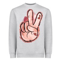 Heather Grey Floral Argyle Peace Sign Heavyweight Sweatshirt - Jasminsmagicworld