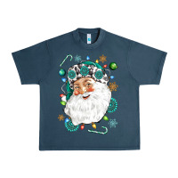 Midnight Navy Western Santa Christmas Urban Heavy Tee - NancyCooperArtShop