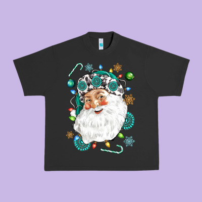 Western Santa Christmas Urban Heavy Tee Designed By Nancycooperartshop