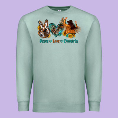 Peace Love Cowgirls Premium Sweatshirt Designed By Oliviacreatesart