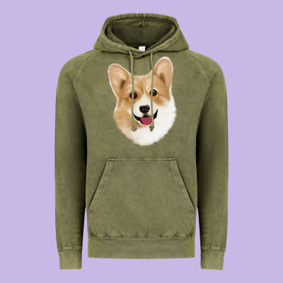 Corgi Vintage Hoodie Designed By Jasminsmagicworld