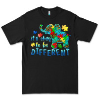 Black it's okay to be different elephant autism awareness Premium Tee - BarkalooDesign