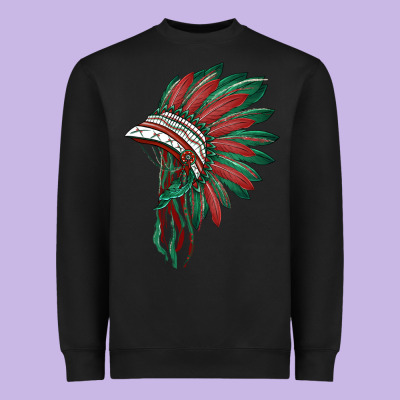 American Flag Indian Headdress Heavyweight Sweatshirt Designed By Barkaloodesign