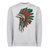 Heather Grey american flag indian headdress Heavyweight Sweatshirt - BarkalooDesign